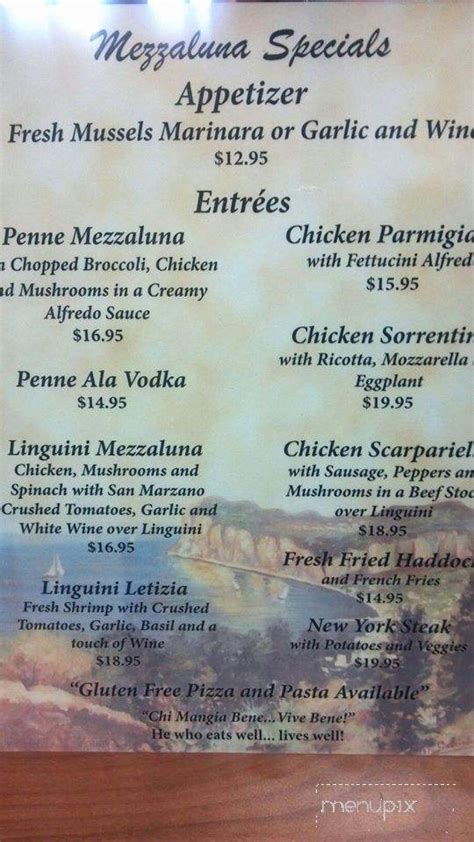 mezzaluna lake george ny|mezzaluna's menu.